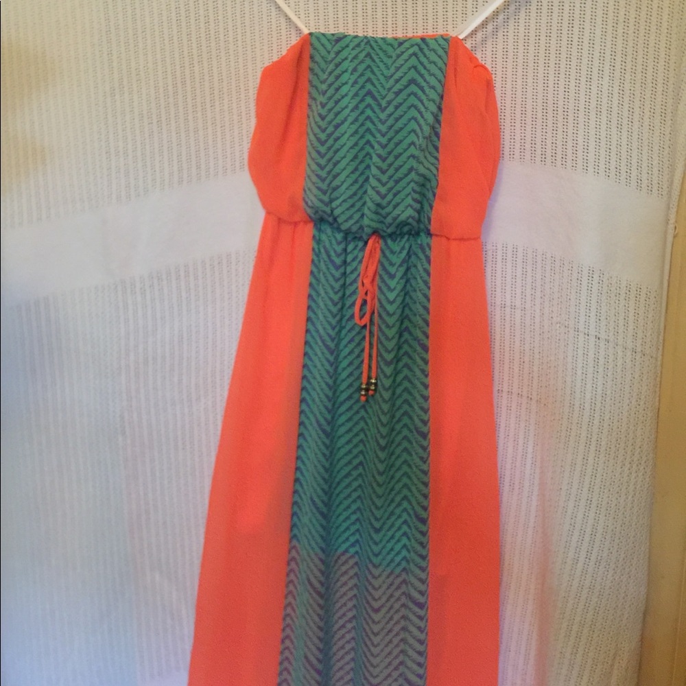 Orange sheer maxi dress